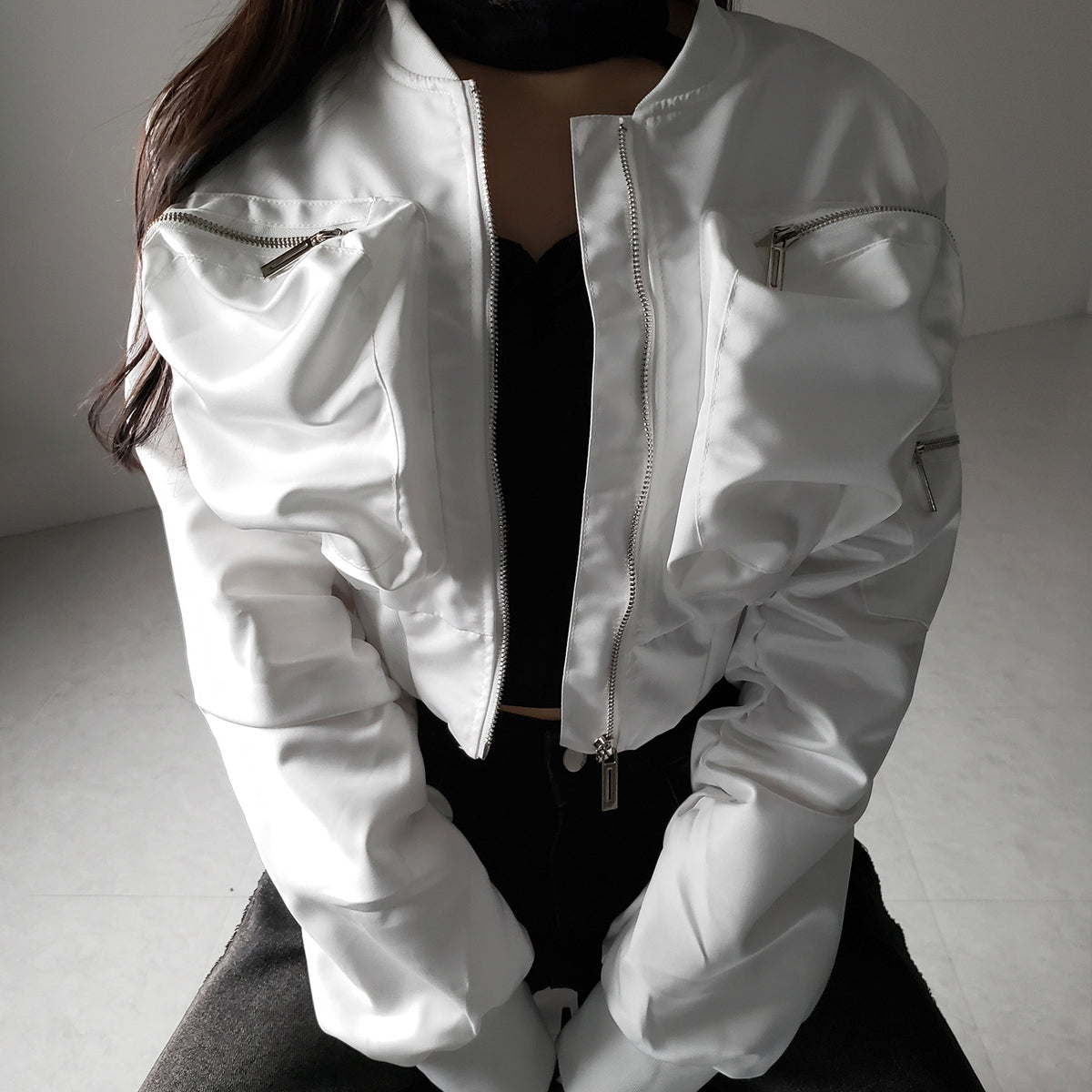 ディズニープリンセスのベビーグッズも大集合 2color 】アウトポケットジップアップショートブルゾン / out 服&ファッション小物