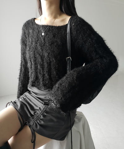 【 ２color 】マシュマロダメージショートニット ／ marshmallow damage short knit