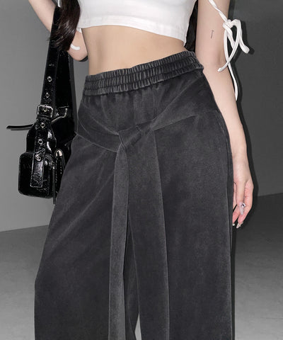 フェイクレイヤードピグメントスウェットワイドパンツ ／ fake layered pigment sweat wide pants