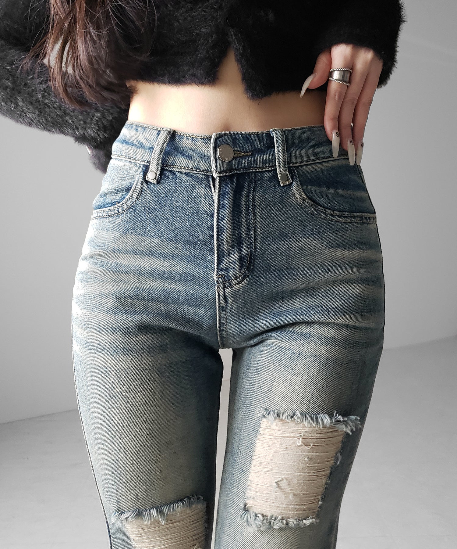 クラッシュダメージヴィンテージフレアデニム ／ crush damage vintage flare denim