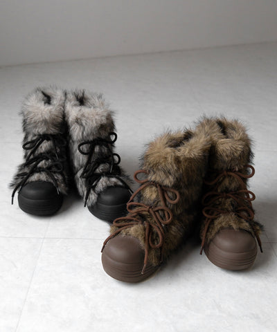 【 ２color 】ボリュームフェイクファーブーツ ／ volume fake fur boots
