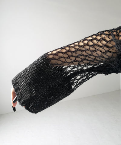 【 ２color 】異素材ドッキングスカシアミニットトップス ／ mixed material docking openwork knit tops