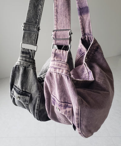 【 ２color 】ブラックタグヴィンテージデニムショルダーバッグ ／ black tag vintage denim shoulder bag