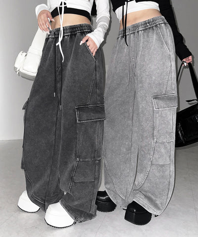 【 裾絞り可能２WAY 】ピグメントヴィンテージタックカーゴスウェットパンツ ／ pigment vintage tuck cargo sweatpants