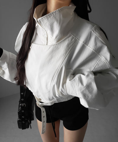 レタリングバックロゴスタンドカラーショートブルゾン ／ lettering back logo stand collar short blouson