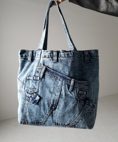 【 ２color 】ヴィンテージドッキングウォッシュデニムバッグ ／ vintage docking washed denim bag