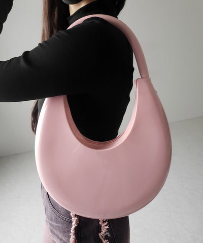 【 ２color 】 PVC ハーフムーンショルダーバッグ ／ PVC HALF MOON SHOULDER BAG