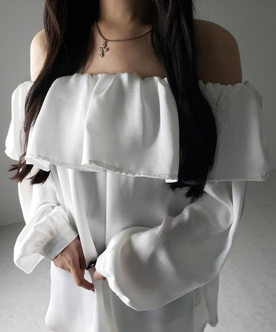 【 ２color 】オフショルダーフリルオーバーミニワンピース ／ off shoulder frill over mini onepiece