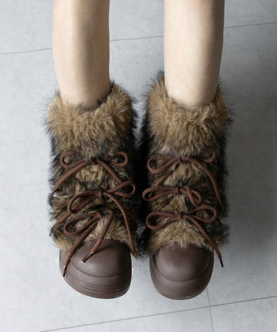 【 ２color 】ボリュームフェイクファーブーツ ／ volume fake fur boots
