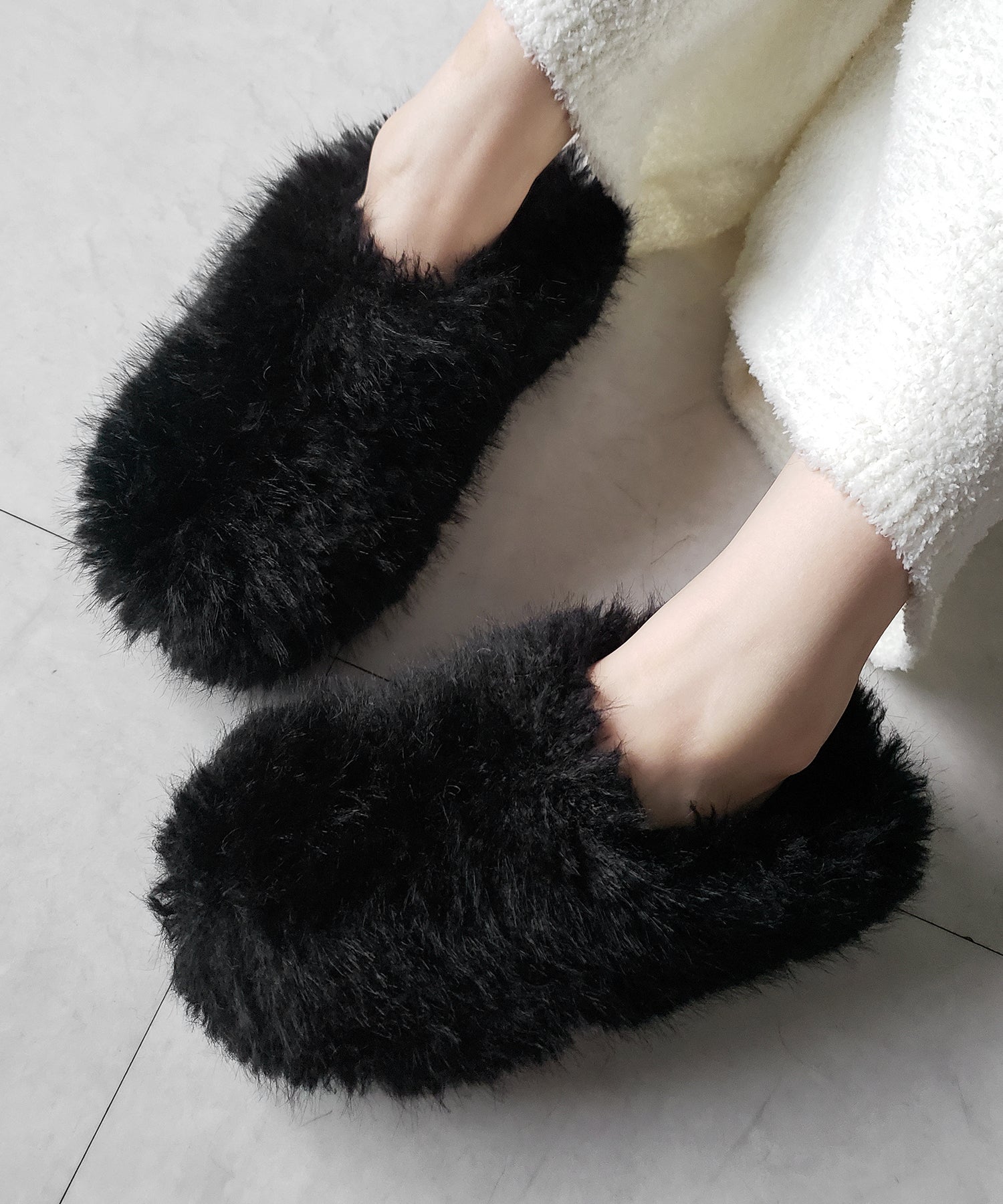 クリンクルフェイクファールームシューズ ／ crinkle fake fur room shoes