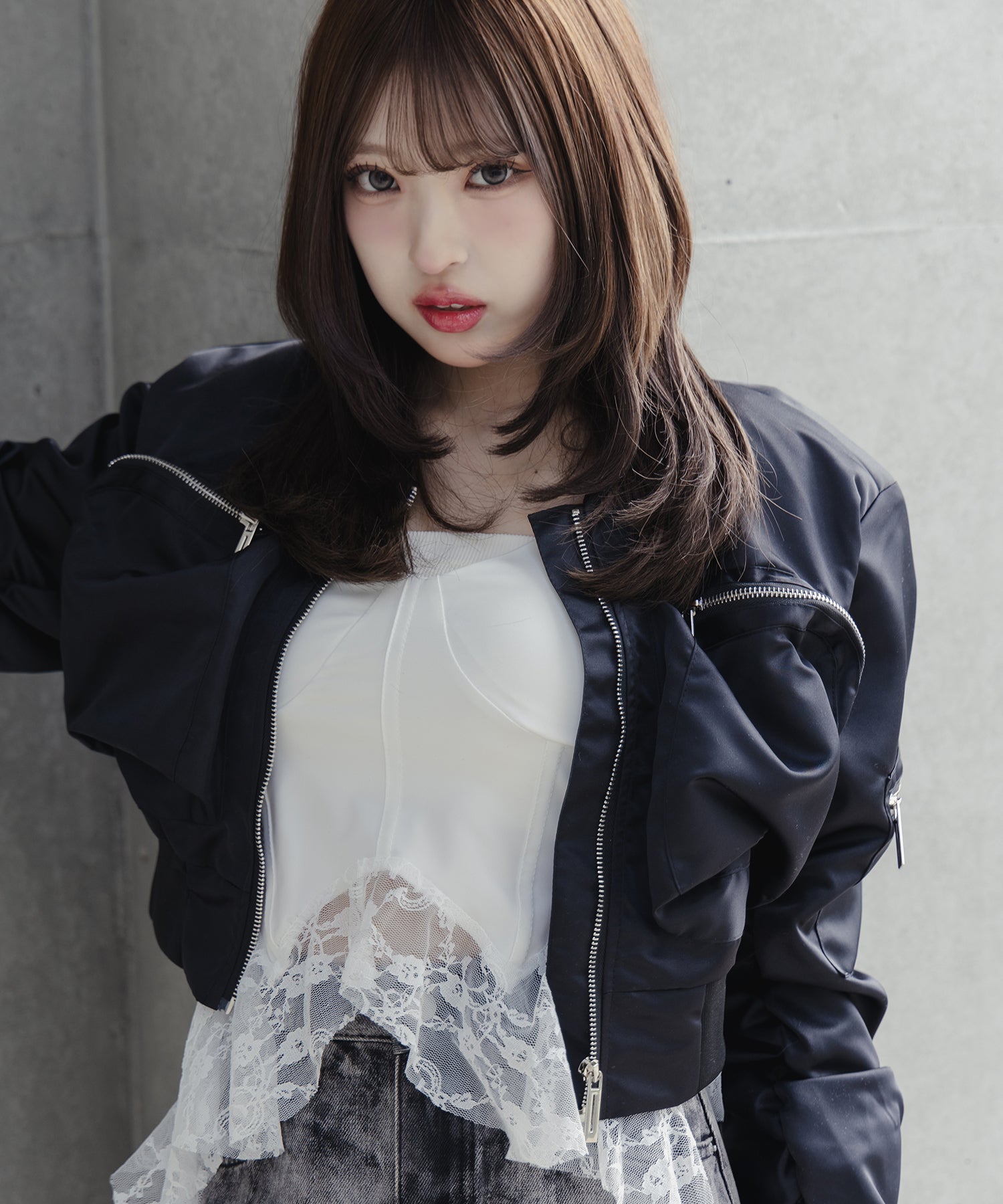 【 ２color 】アウトポケットジップアップショートブルゾン ／ out pocket zip up short blouson