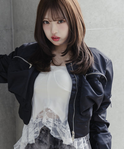 【 ２color 】アウトポケットジップアップショートブルゾン ／ out pocket zip up short blouson