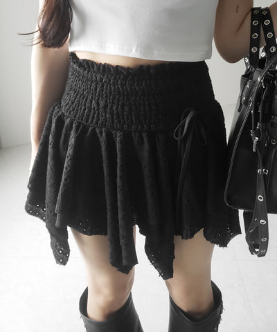 【 トップスとしても使える２WAY 】シャーリングリボンフリルビスチェミニスカート ／ shirring ribbon frill bustier mini skirt