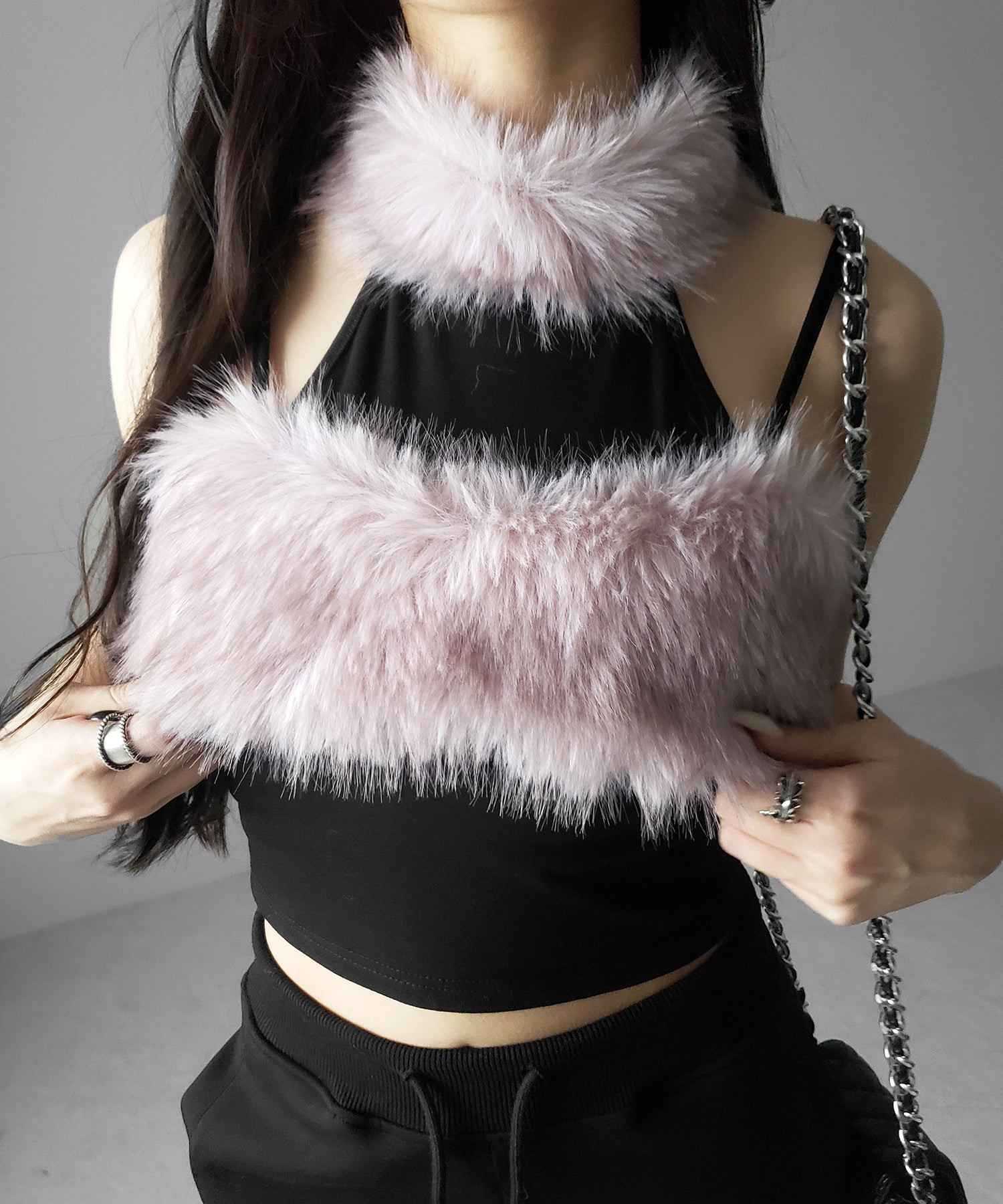 ファードッキングストラップトップス ／ fur docking strap tops