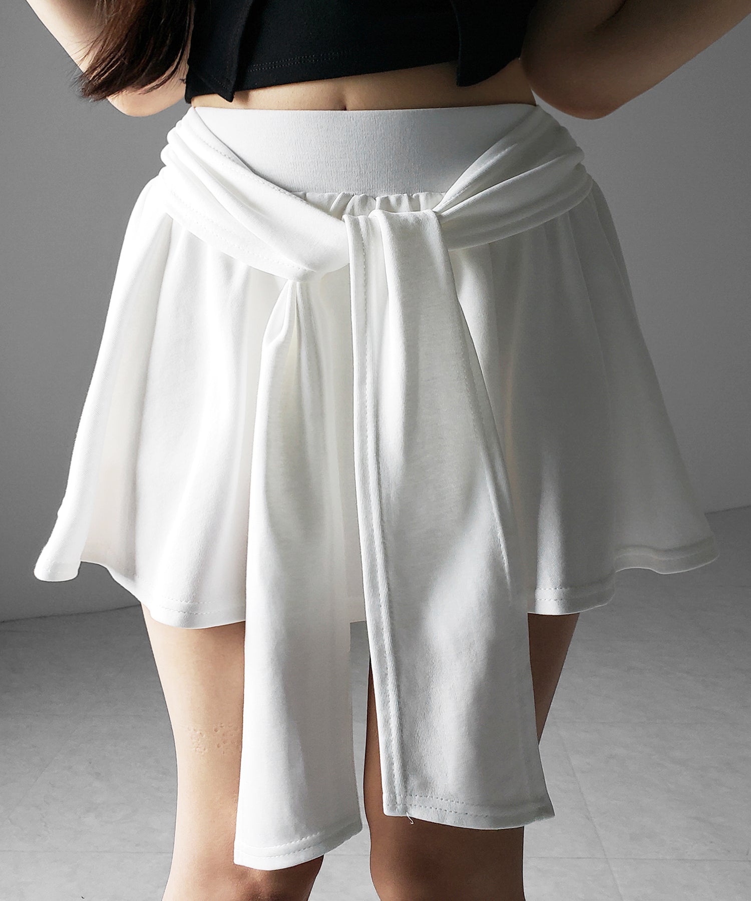 ラップレイヤードフレアミニスカパン ／ wrap layered flare mini skirt pants