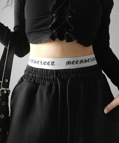 ウエストグランジロゴスウェットワイドパンツ ／ waist grunge logo sweat wide pants