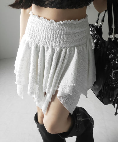 【 トップスとしても使える２WAY 】シャーリングリボンフリルビスチェミニスカート ／ shirring ribbon frill bustier mini skirt