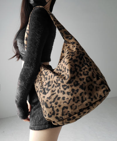 【 ２color 】レオパードワンハンドルショルダートートバッグ ／ leopard onehandle shoulder tote bag
