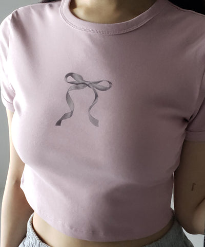 【 ４color 】ミニリボンショートちびＴシャツ ／mini ribbon short chibi Tee