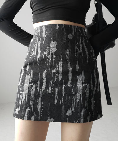 【 ２color 】ジャガードダメージデニムミニスカート ／ Jacquard damage deniｍ mini skirt