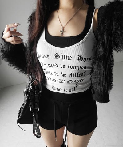 【 ２color 】グランジロゴレイヤードキャミソールトップス ／ grunge logo layered camisole tops