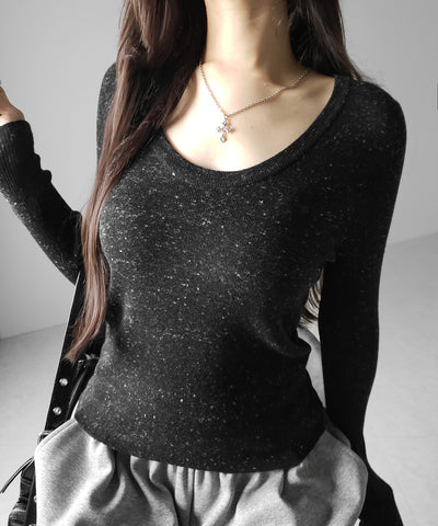 メランジネップルーズニットトップス ／ melange nep loose knit tops