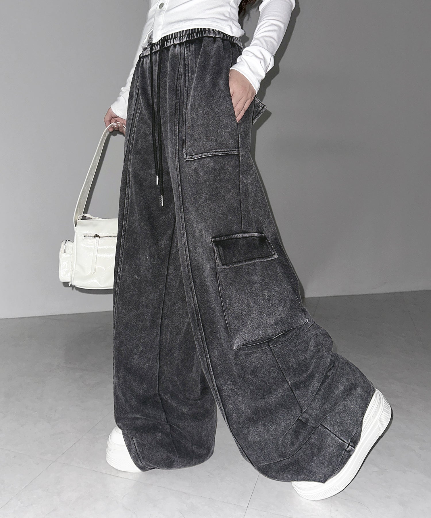 ピグメントヴィンテージヘビーワイドカーゴスウェットパンツ ／ pigment vintage heavy wide cargo sweatpants