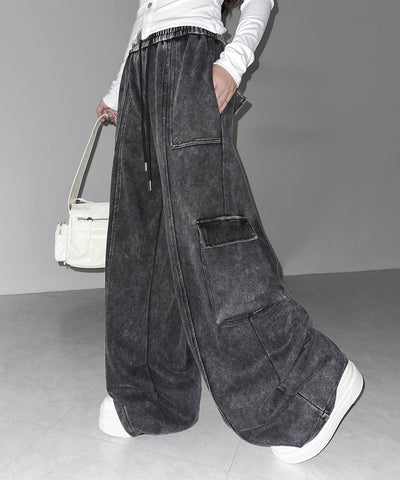 ピグメントヴィンテージヘビーワイドカーゴスウェットパンツ ／ pigment vintage heavy wide cargo sweatpants