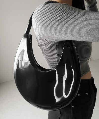 【 ２color 】 PVC ハーフムーンショルダーバッグ ／ PVC HALF MOON SHOULDER BAG
