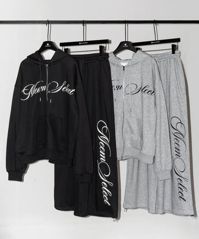【 セットアップ可能 】レタリングロゴプリントダブルジップビッグパーカー ／ lettering logo print double zip BIG hoodie