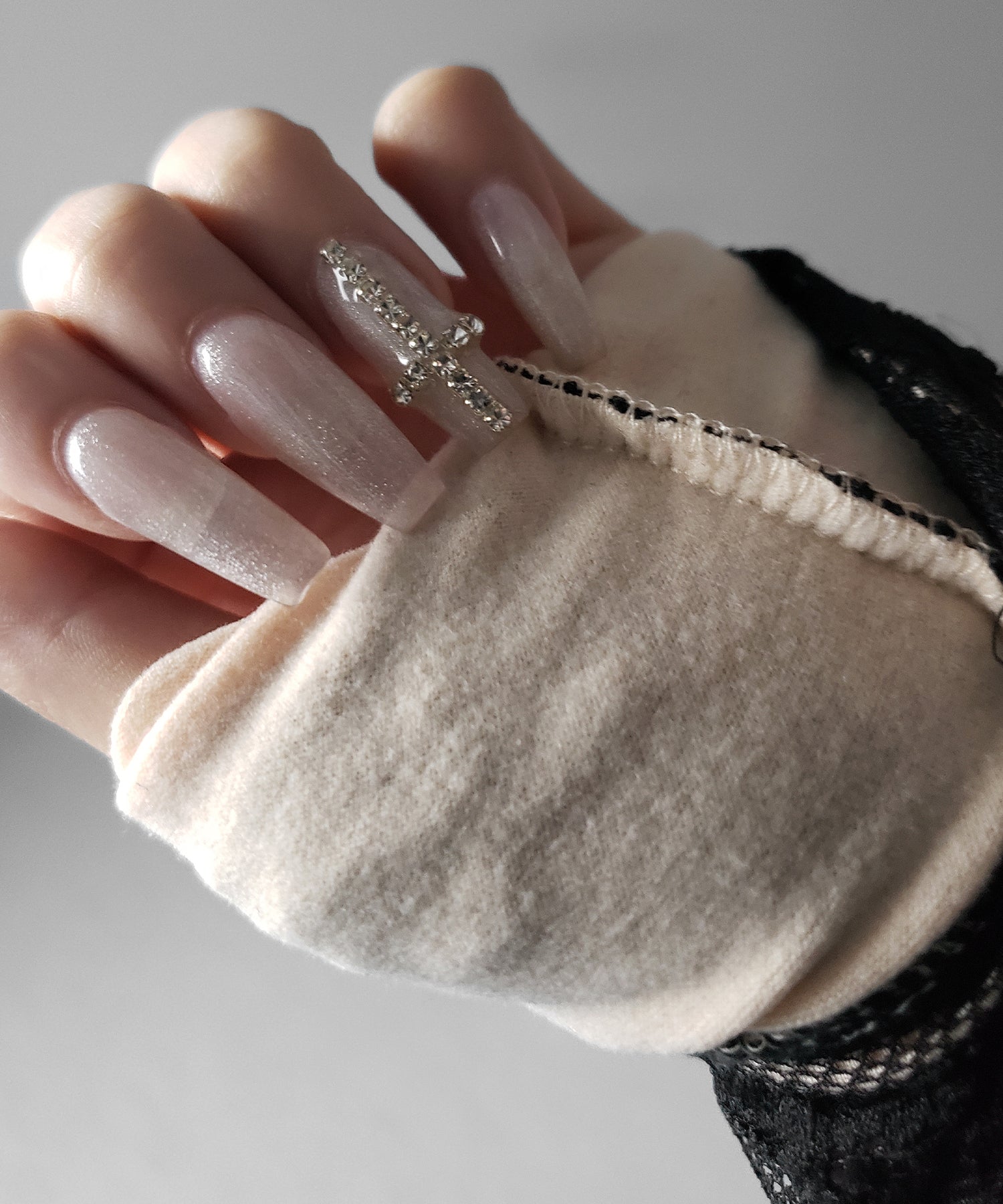 【 裏起毛 】フロントリボンレースレイヤードスクエアネックトップス ／ urakimo front ribbon lace layered square neck