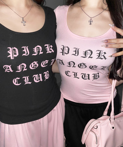 【 PINK ANGEL CLUB 】グランジロゴスリムフィットＴシャツ ／ PINK ANGEL CLUB grunge logo slim fit T-shirts