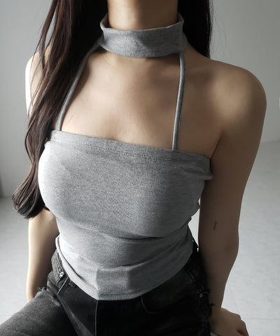 【 ３color ／ カップ付 】ダブルラインストラップチョーカーキャミソール ／ double line strap choker camisole