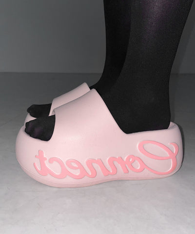 レタリングロゴ厚底スライドサンダル ／ lettering logo platform slide sandals