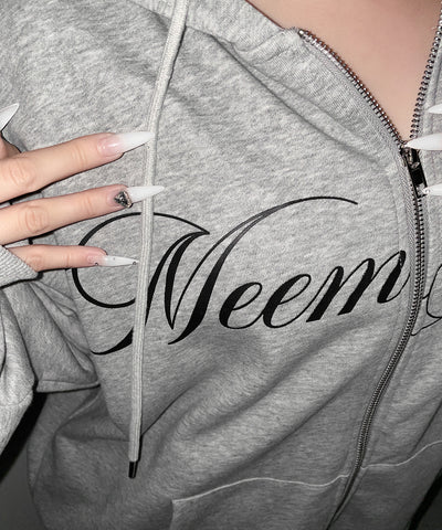 【 セットアップ可能 】レタリングロゴプリントダブルジップビッグパーカー ／ lettering logo print double zip BIG hoodie