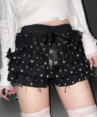 ドットレースフリルショートパンツ ／ dot lace frill short pants