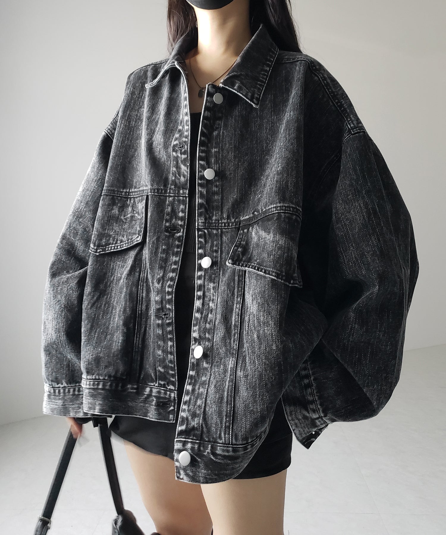 【 デニムセットアップ着用可能 】ヴィンテージケミカルブリーチボーイフレンドデニムジャケット ／ vintage chemical bleach boyfriend denim jacket