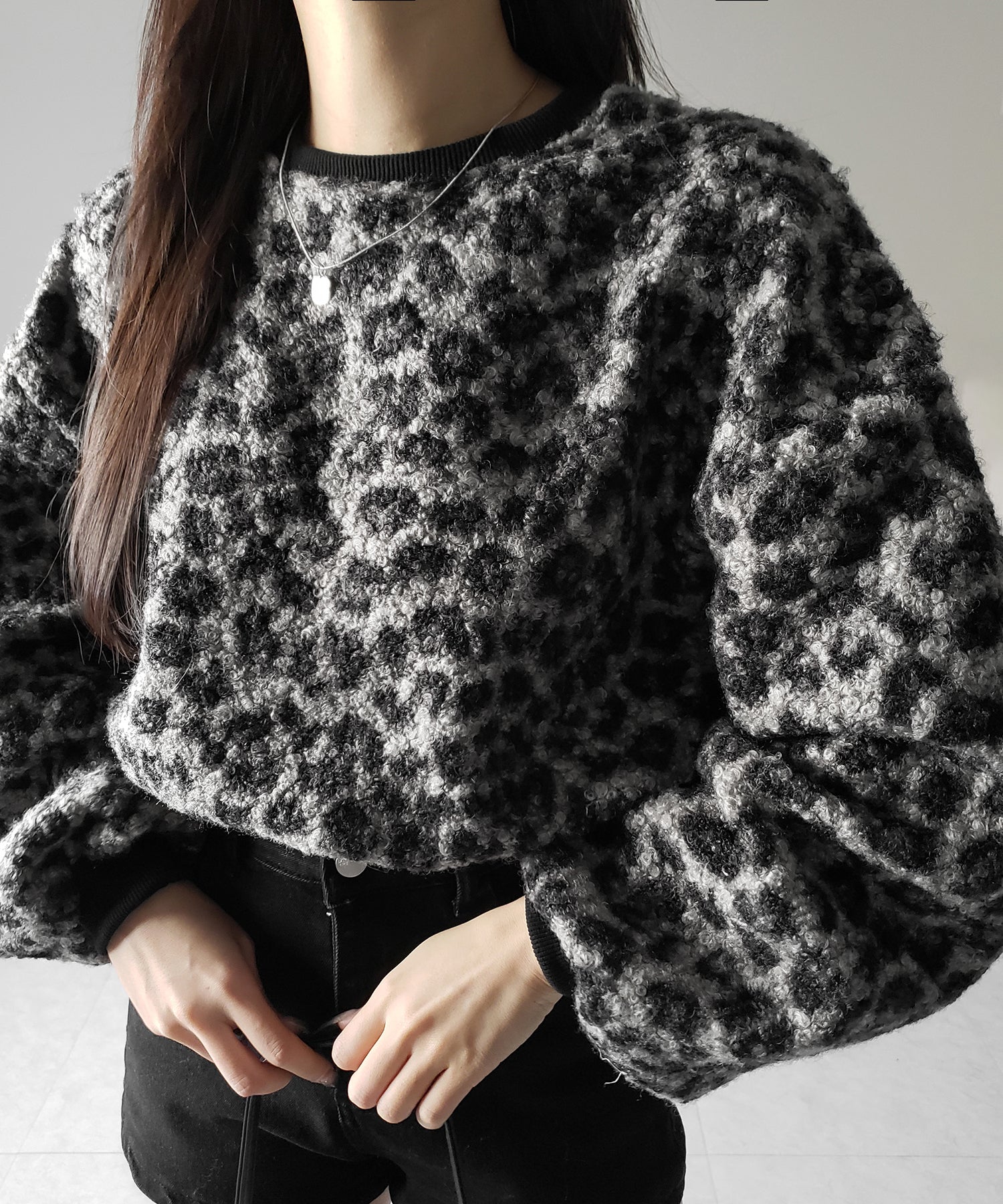 【 ２WAY 】レオパードショートボアプルオーバー ／ 2WAY reopard short boa pullover