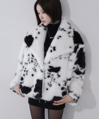カウミドルフェイクファコート ／ cow middle fakefur coat