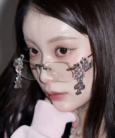 カスタムチャームリムレスメガネ ／custom charm rimless glasses
