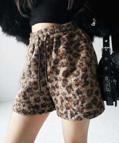 2color 】レオパードボアショートパンツ ／ reopard boa short pants