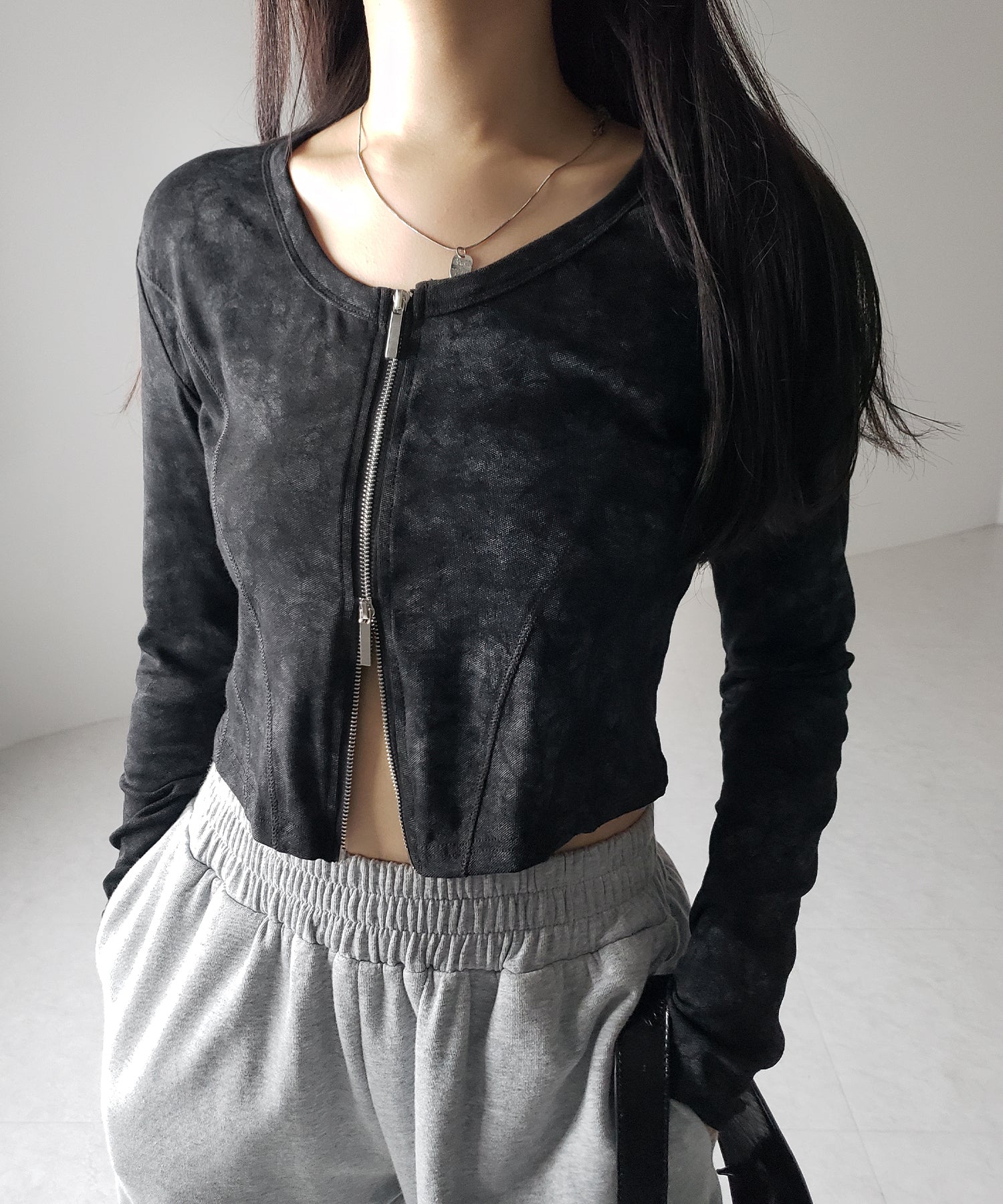 【 ２color 】ダブルジップヴィンテージカットソーカーディガン ／ double zip vintage cut sew cardigan