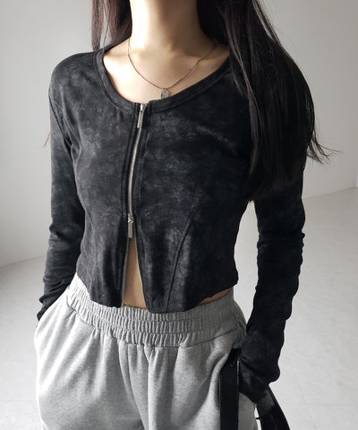 【 ２color 】ダブルジップヴィンテージカットソーカーディガン ／ double zip vintage cut sew cardigan