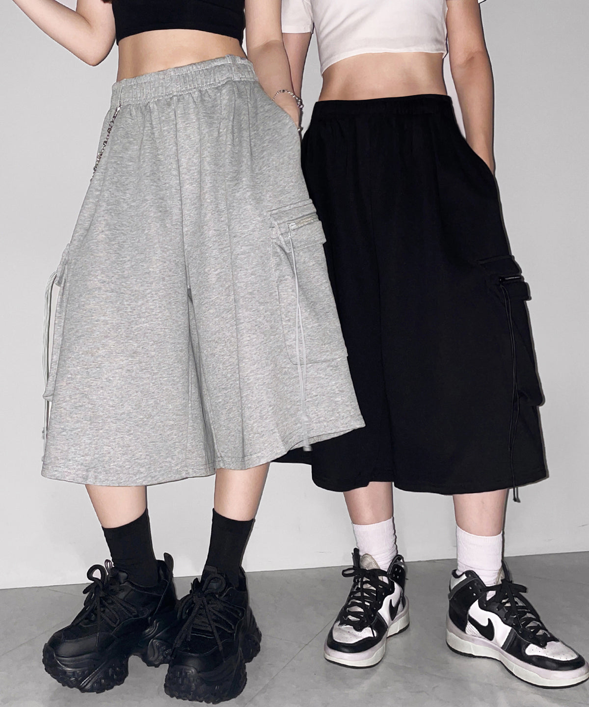 タックワイドカーゴスウェットハーフパンツ / tuck wide cargo sweat half pants