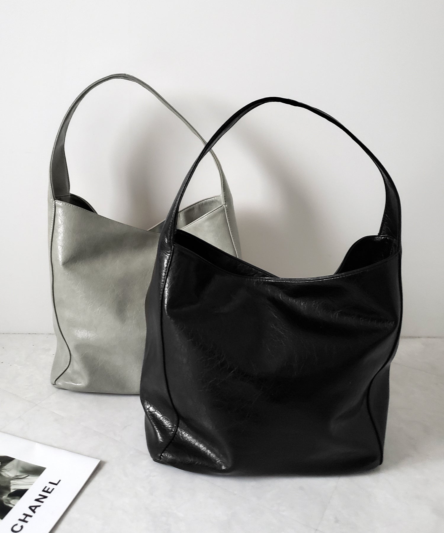 【 ２color ／ 大容量 】フェイクシボレザーワンハンドルショルダーバッグ ／ fake shibo leather onehandle shoulder bag