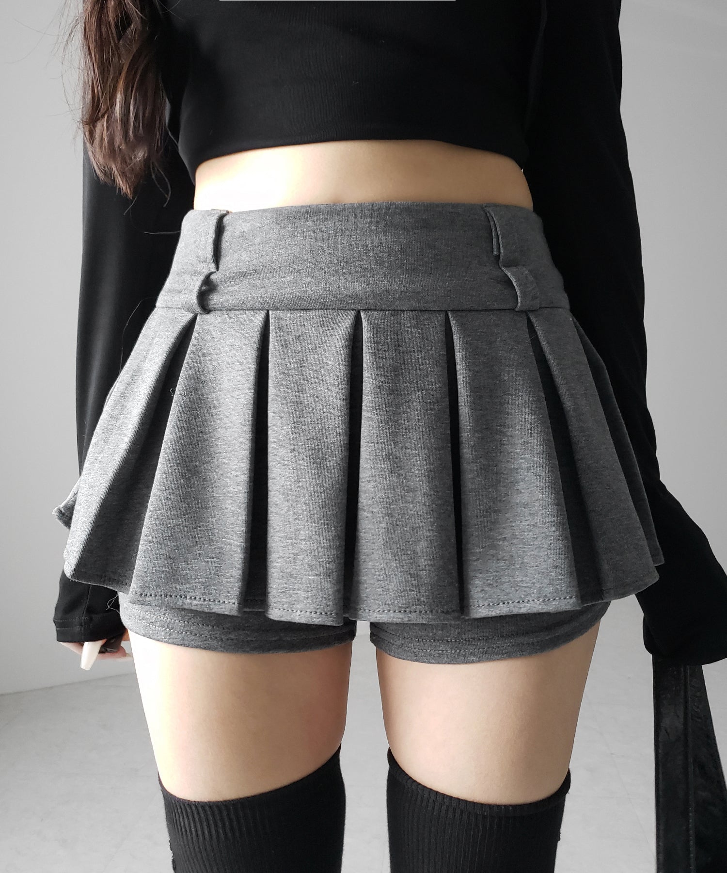 【 インパン裏地付 】プリーツスウェットマイクロミニスカパン ／ plests sweat micro mni skirt pants