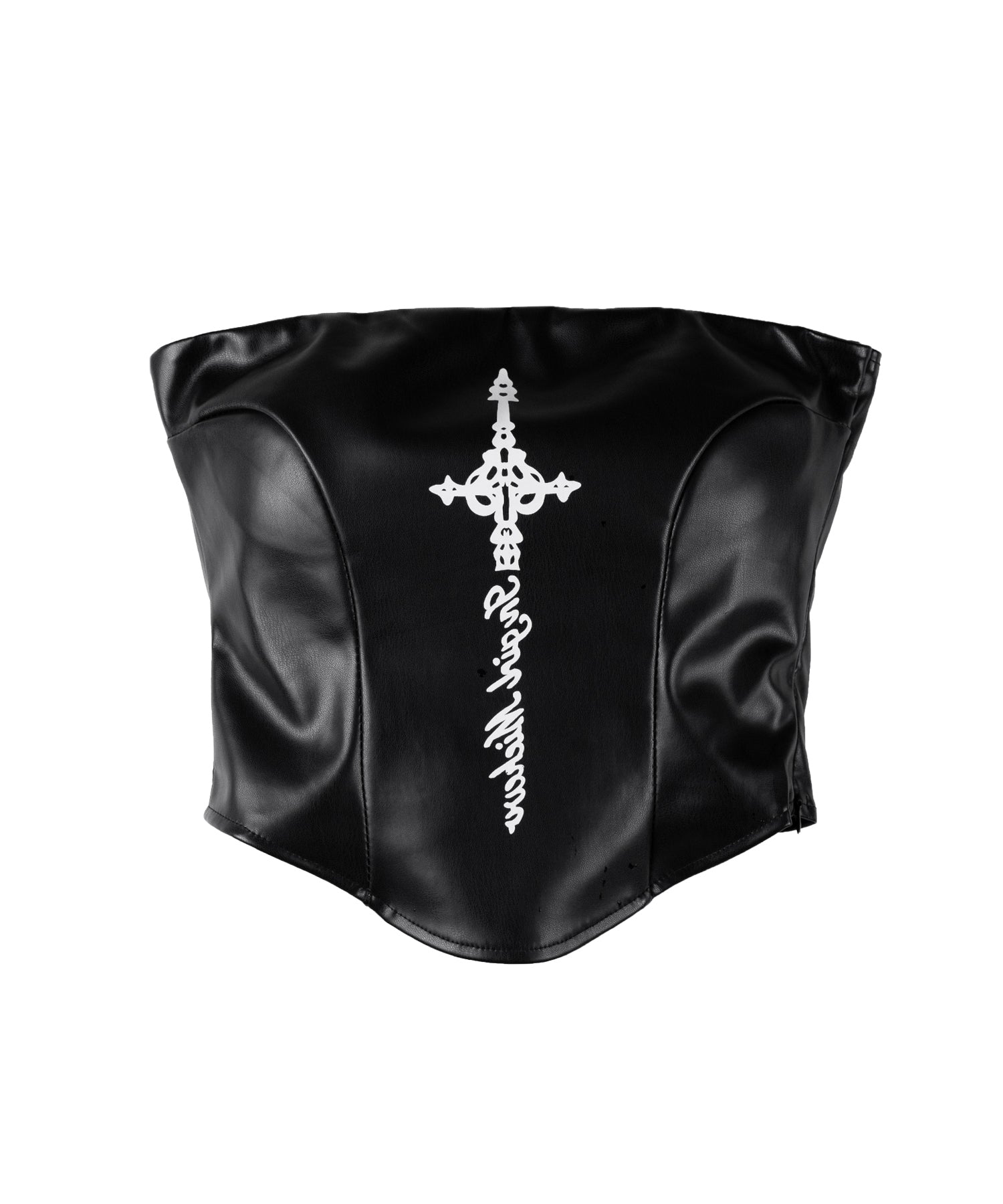 【 限定先行販売 】cross design fakeleather bare tops