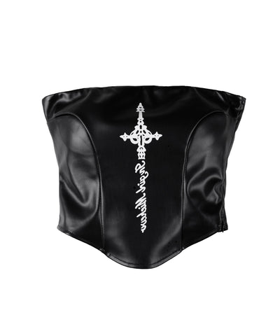【 限定先行販売 】cross design fakeleather bare tops
