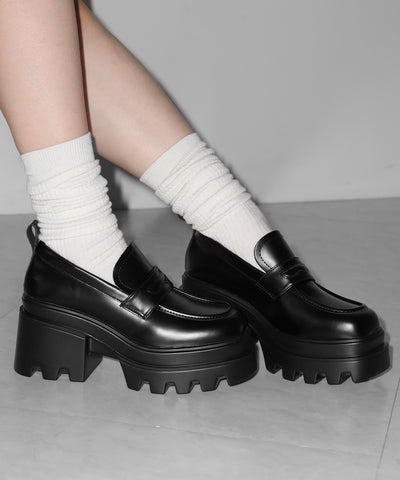 厚底チャンキーヒールコインローファー／platform chunky heel coin loafers