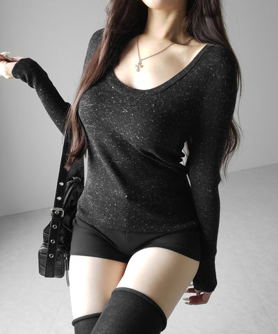 メランジネップルーズニットトップス ／ melange nep loose knit tops